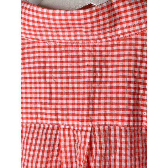 J. McLaughlin Gingham Check Long Sleeve Button Down Shirt Orange Cotton XL - Picture 7 of 9